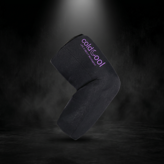 CryoWrap cold and heat compression therapy wrap on dark studio background